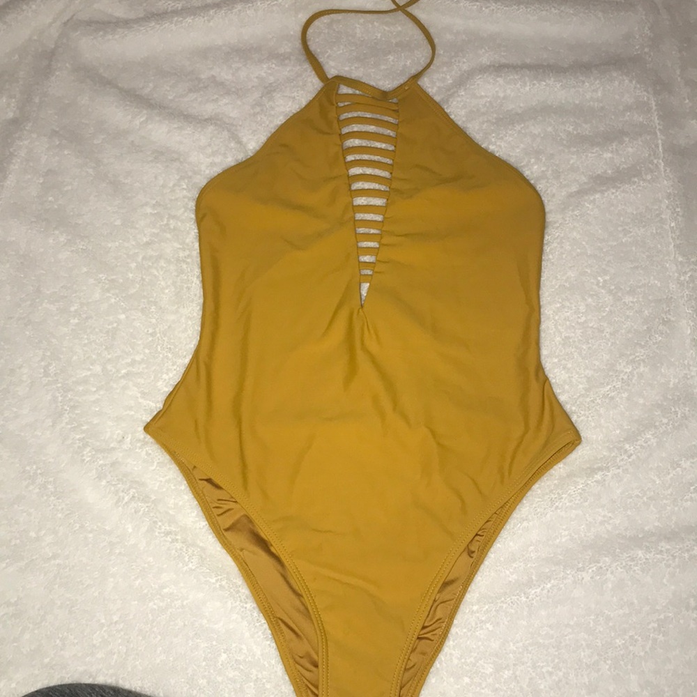 Yellow F21 One Piece Swimsuit